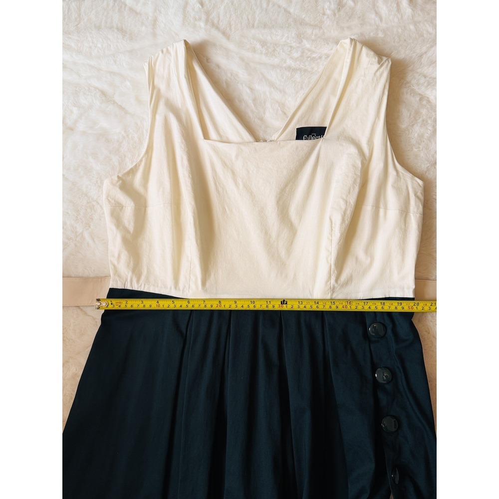Collectif Color-block MidiSwing Dress matching belt, Dark Green&Cream US 18 UK22 - Picture 12 of 15